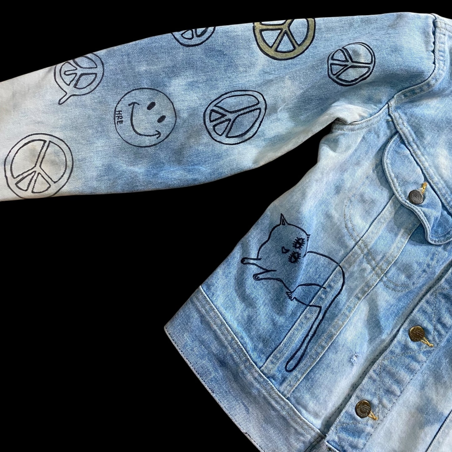 Bleached Denim Jacket-HREDAYAM PAINTED-