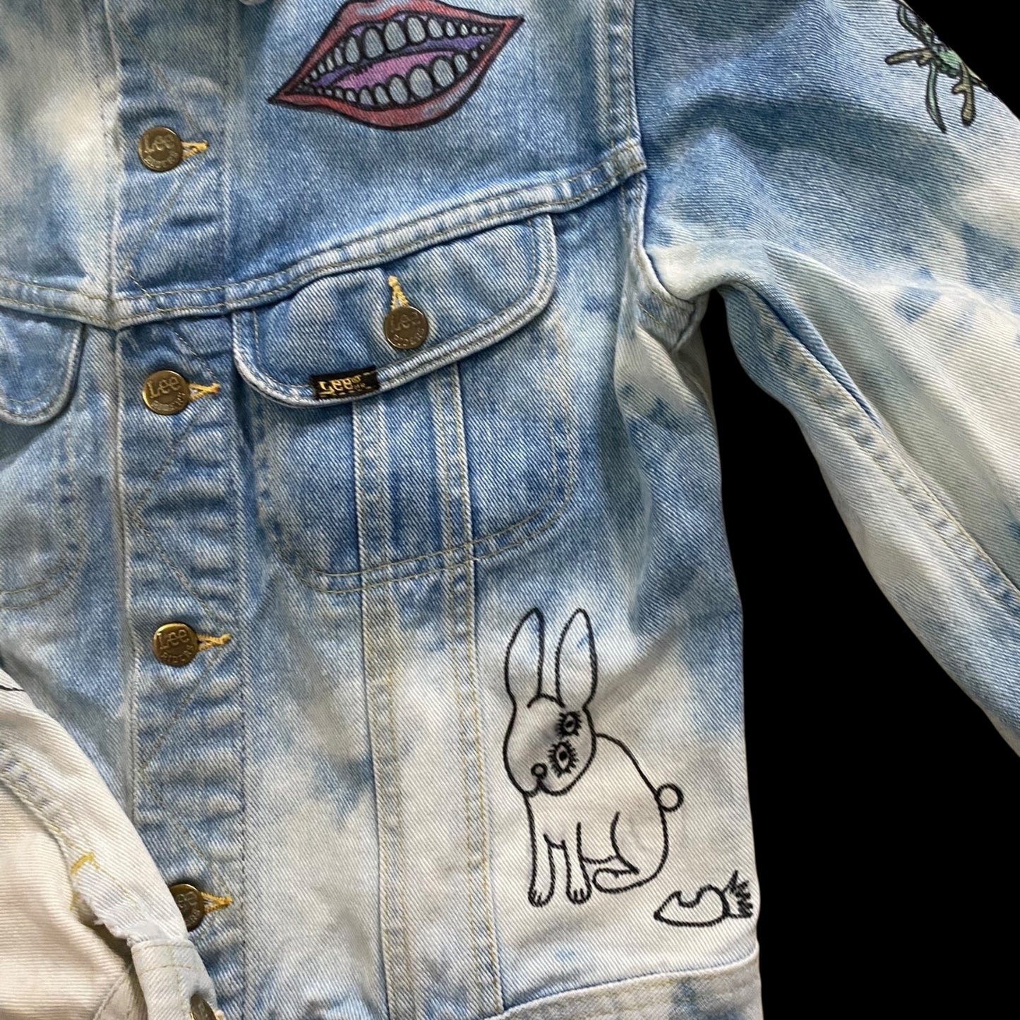Bleached Denim Jacket-HREDAYAM PAINTED-