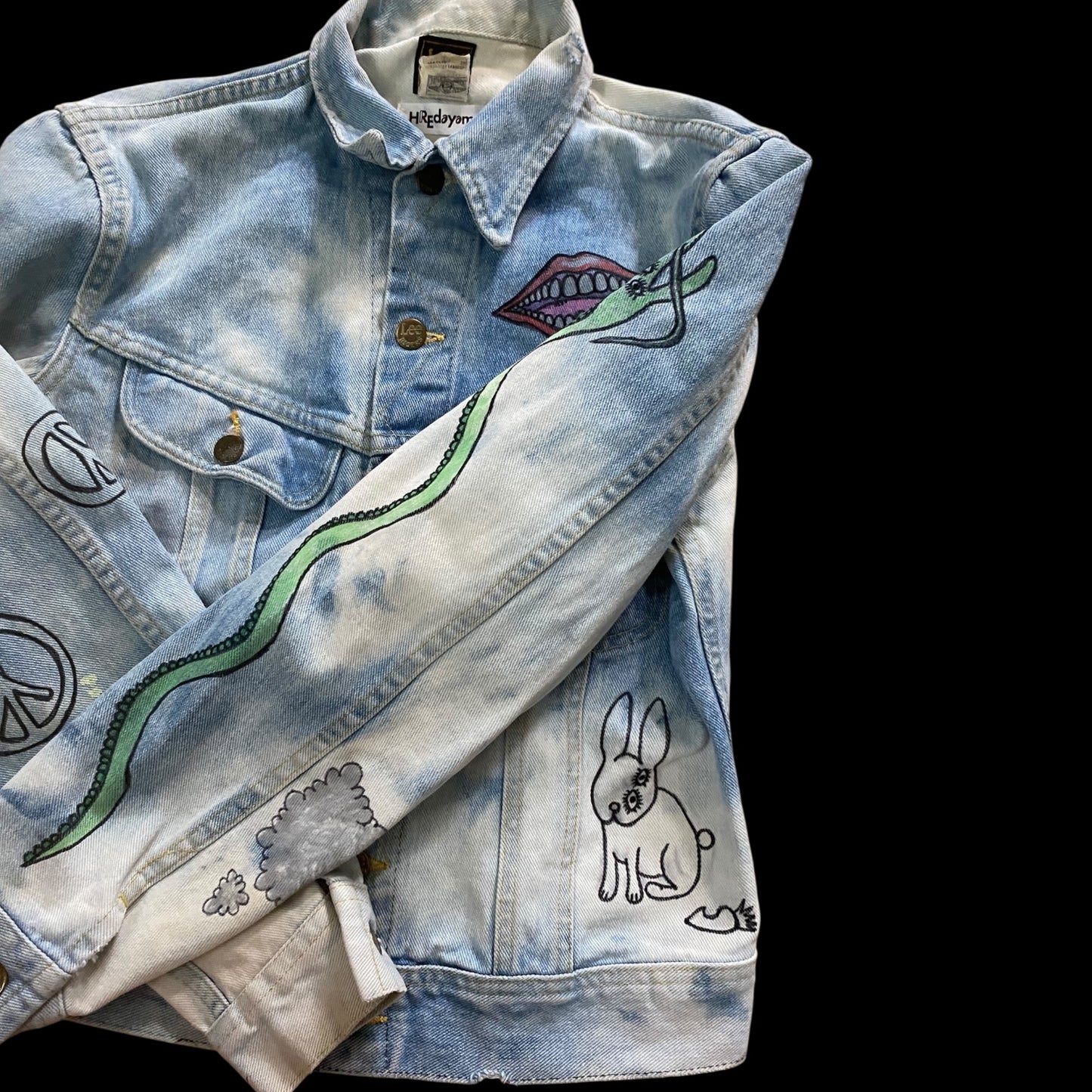 Bleached Denim Jacket-HREDAYAM PAINTED-
