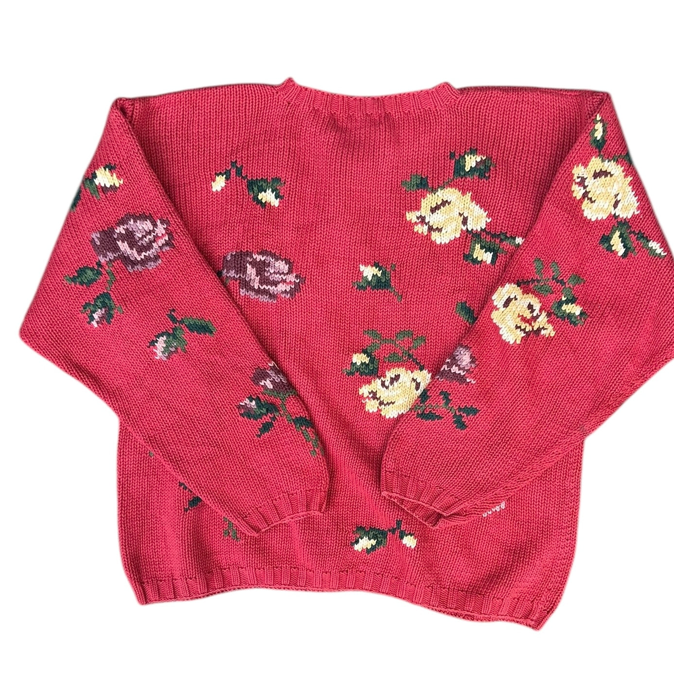 コットンニットセーター／OLD EDDIE BOUER「Delicately scattered flowers」