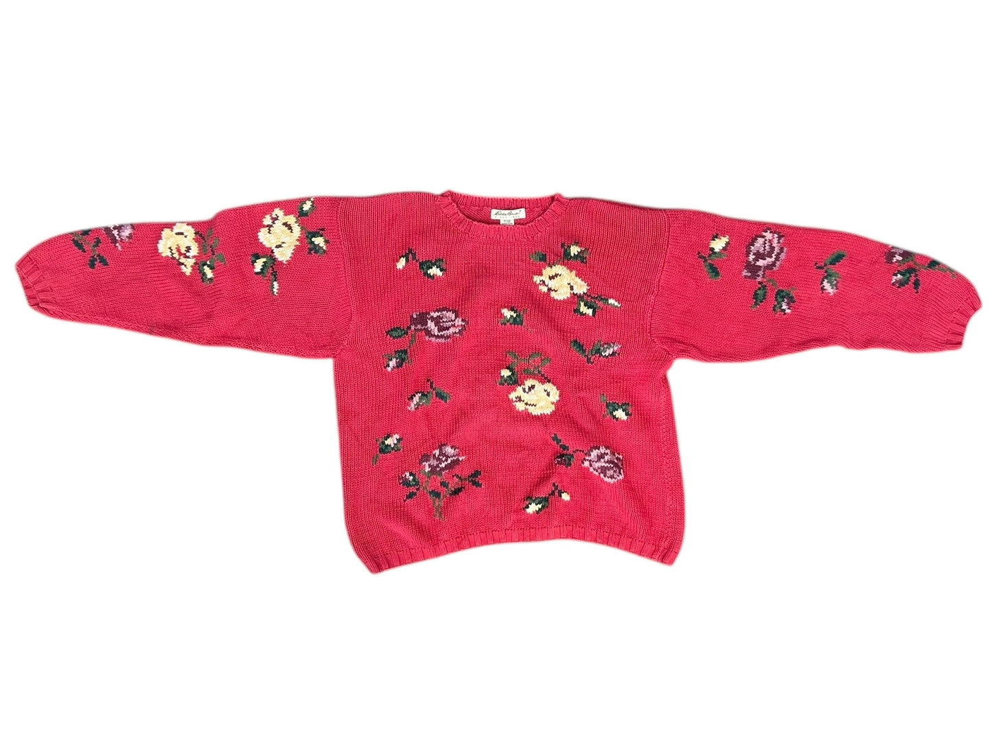 コットンニットセーター／OLD EDDIE BOUER「Delicately scattered flowers」