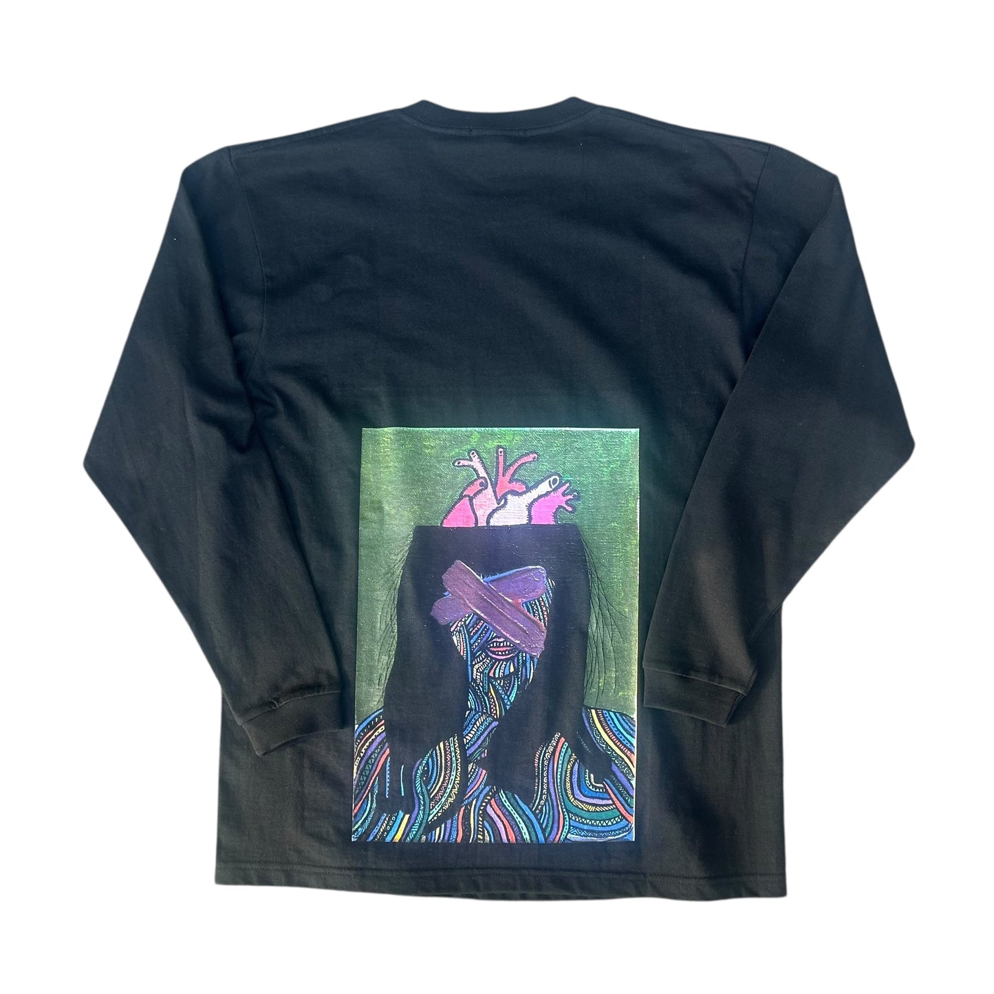 Long Sleeve Tee 2025 B-A Self Portrait Thinking from HREDAYAM,Playing with Black CAT-