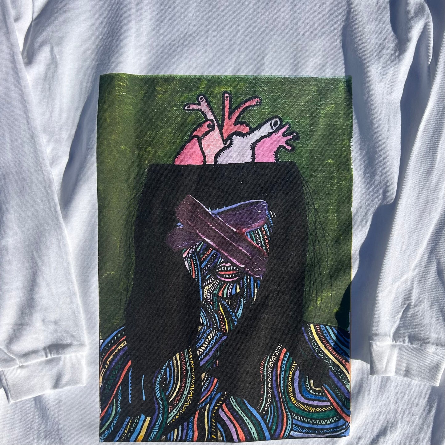 Long Sleeve Tee 2025 B-A Self Portrait Thinking from HREDAYAM,Playing with Black CAT-