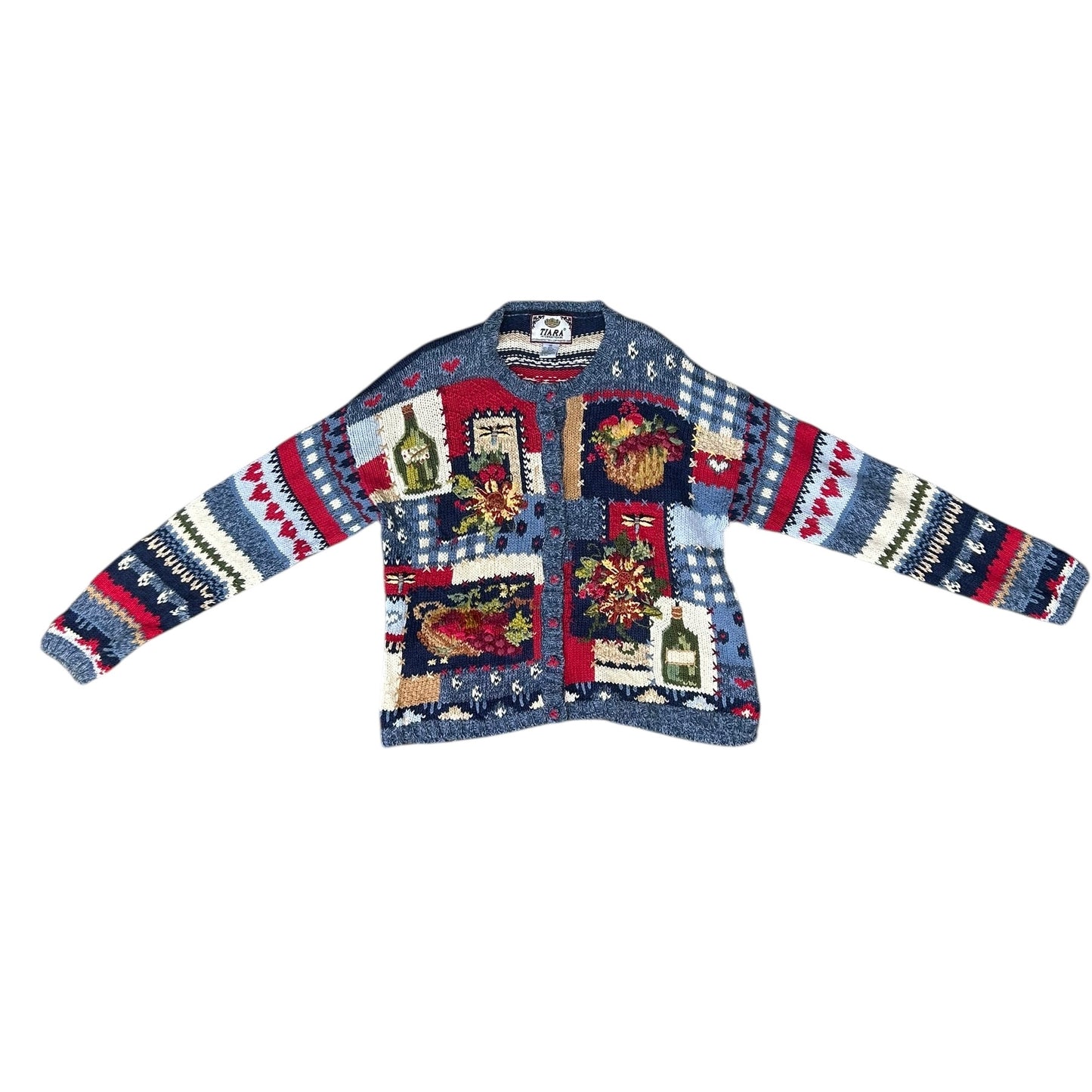 コットンニットカーディガン／TIARA「Flowers,Spirits Artistic Motifs」