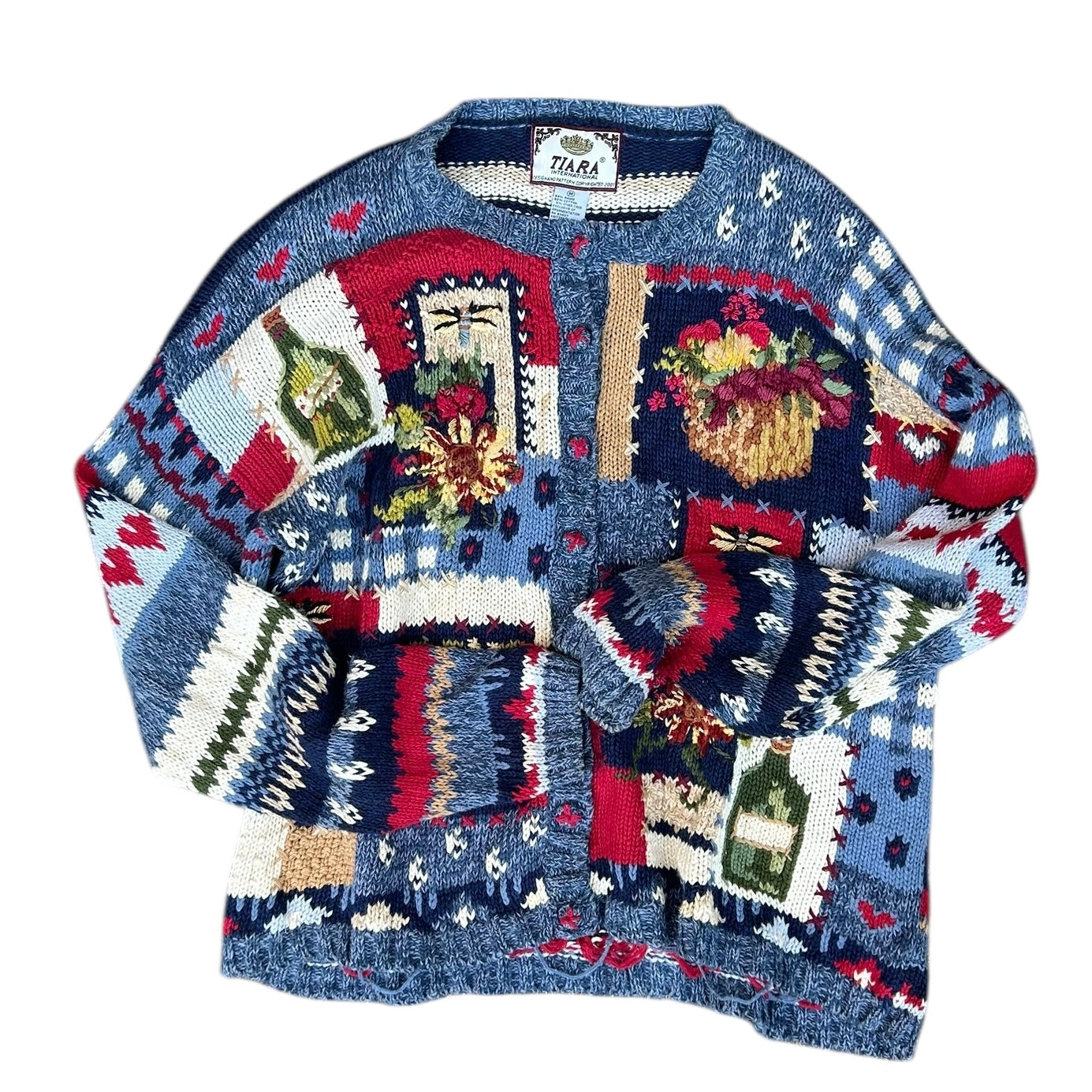 コットンニットカーディガン／TIARA「Flowers,Spirits Artistic Motifs」