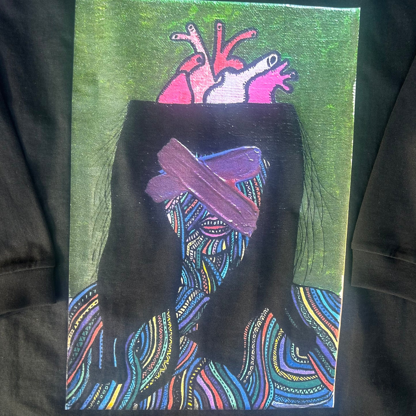 Long Sleeve Tee 2025 B-A Self Portrait Thinking from HREDAYAM,Playing with Black CAT-