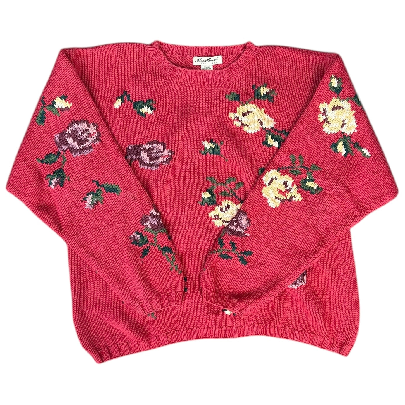 コットンニットセーター／OLD EDDIE BOUER「Delicately scattered flowers」