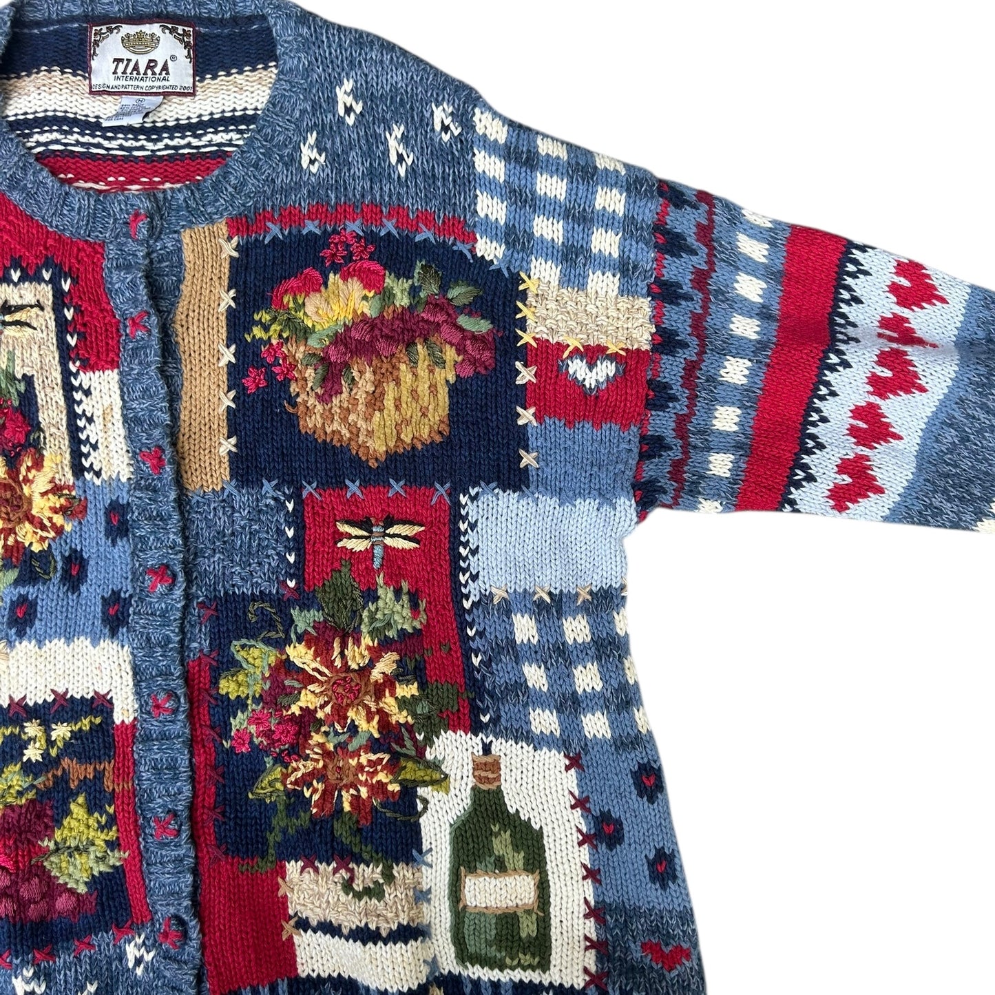 コットンニットカーディガン／TIARA「Flowers,Spirits Artistic Motifs」