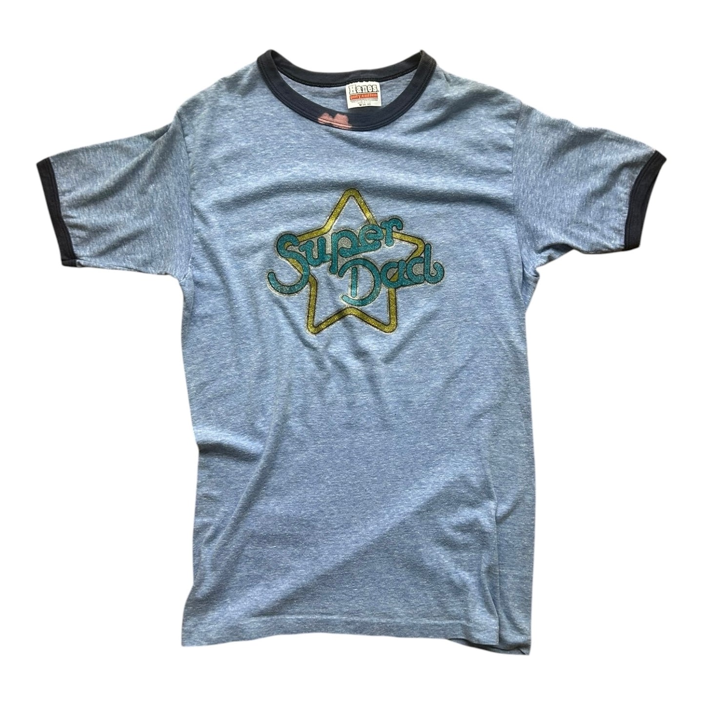 リンガーTシャツ〖霜降りブルー／Super Dad〗