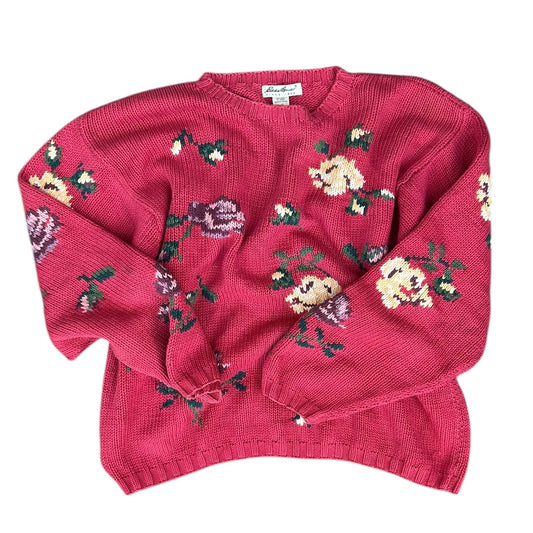 コットンニットセーター／OLD EDDIE BOUER「Delicately scattered flowers」