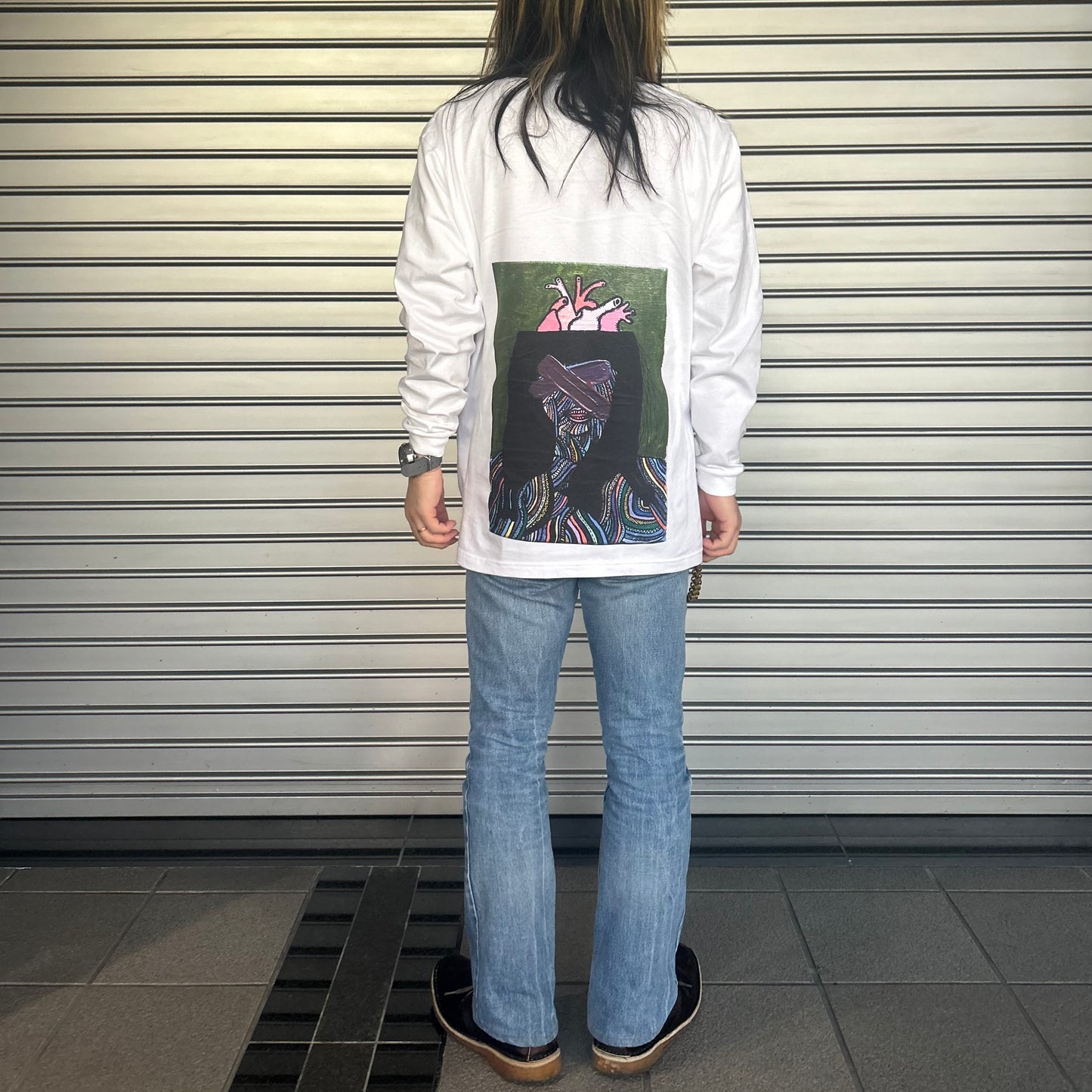 Long Sleeve Tee 2025 B-A Self Portrait Thinking from HREDAYAM,Playing with Black CAT-