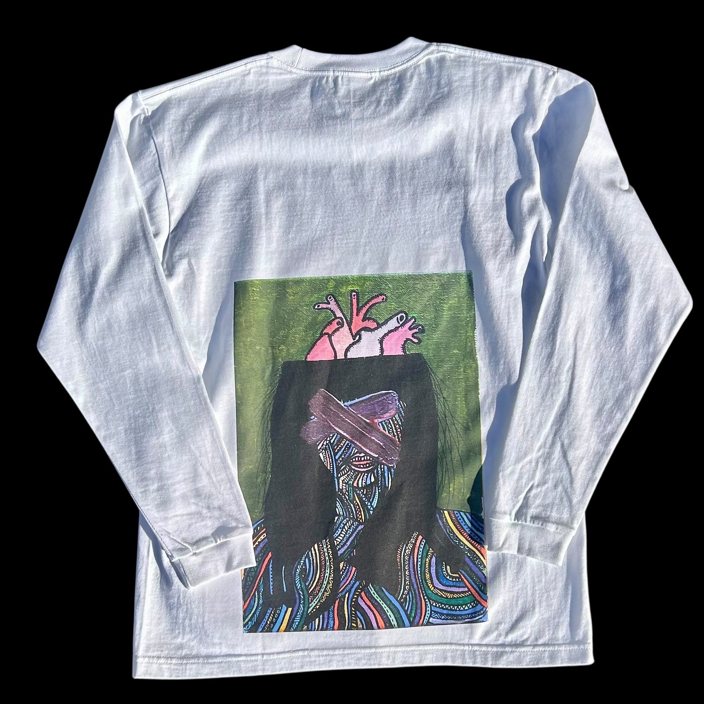 Long Sleeve Tee 2025 B-A Self Portrait Thinking from HREDAYAM,Playing with Black CAT-