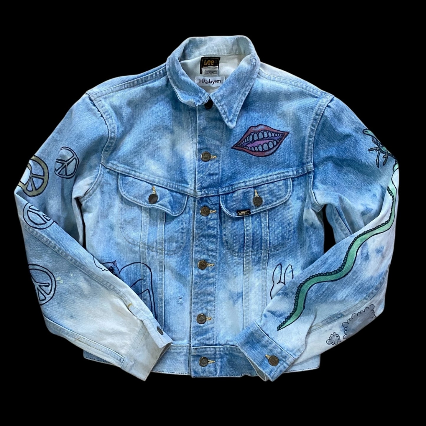 Bleached Denim Jacket-HREDAYAM PAINTED-