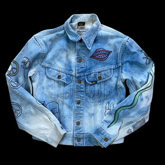 Bleached Denim Jacket-HREDAYAM PAINTED-