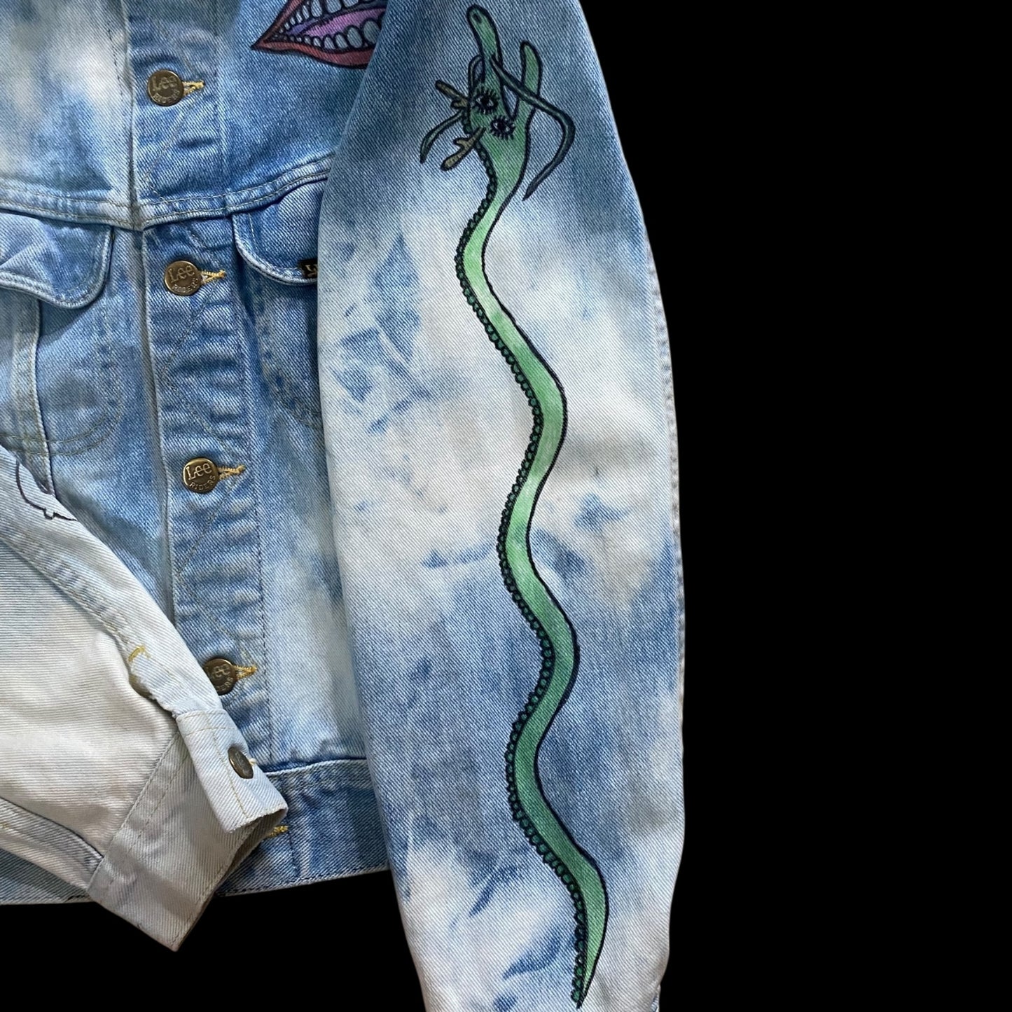Bleached Denim Jacket-HREDAYAM PAINTED-