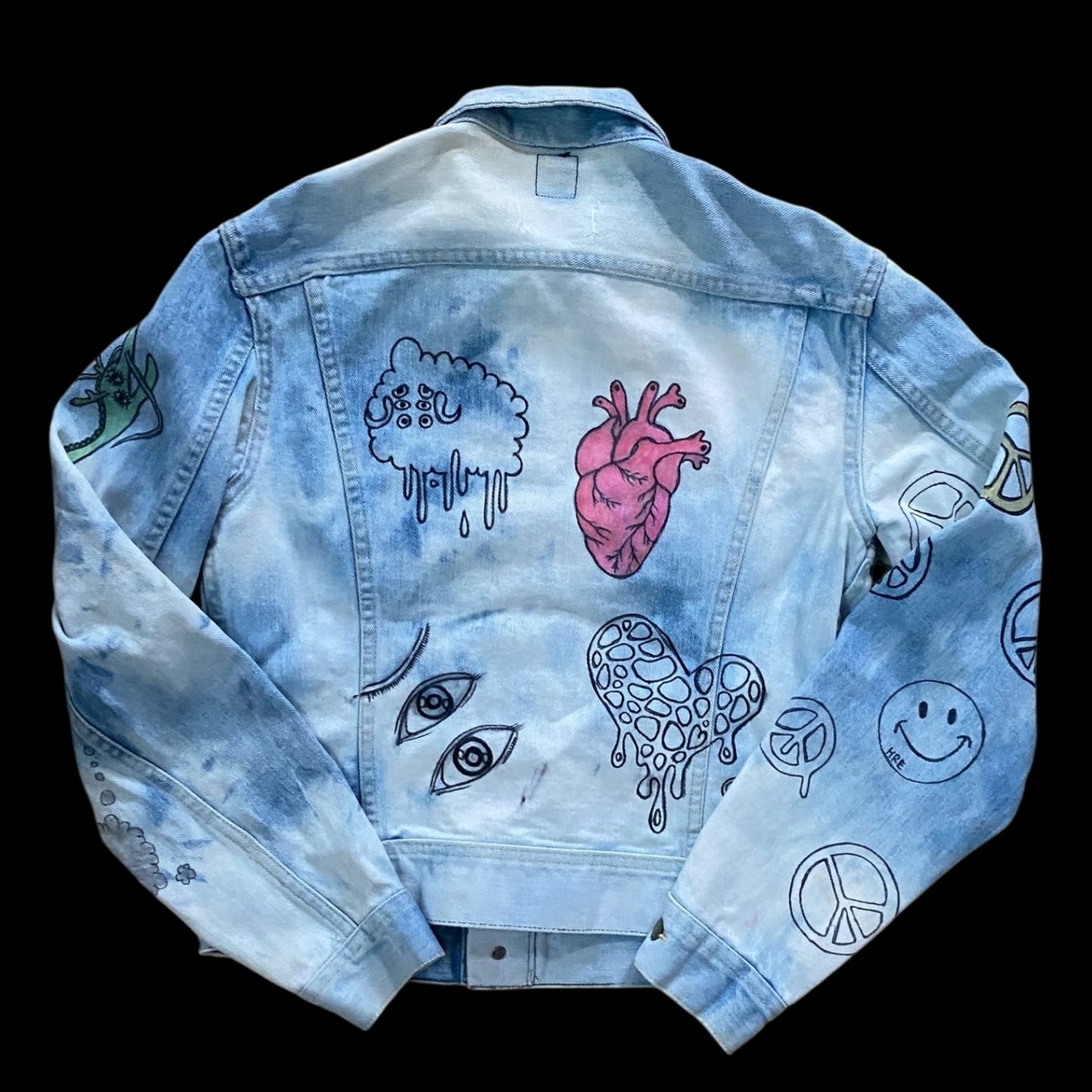 Bleached Denim Jacket-HREDAYAM PAINTED-